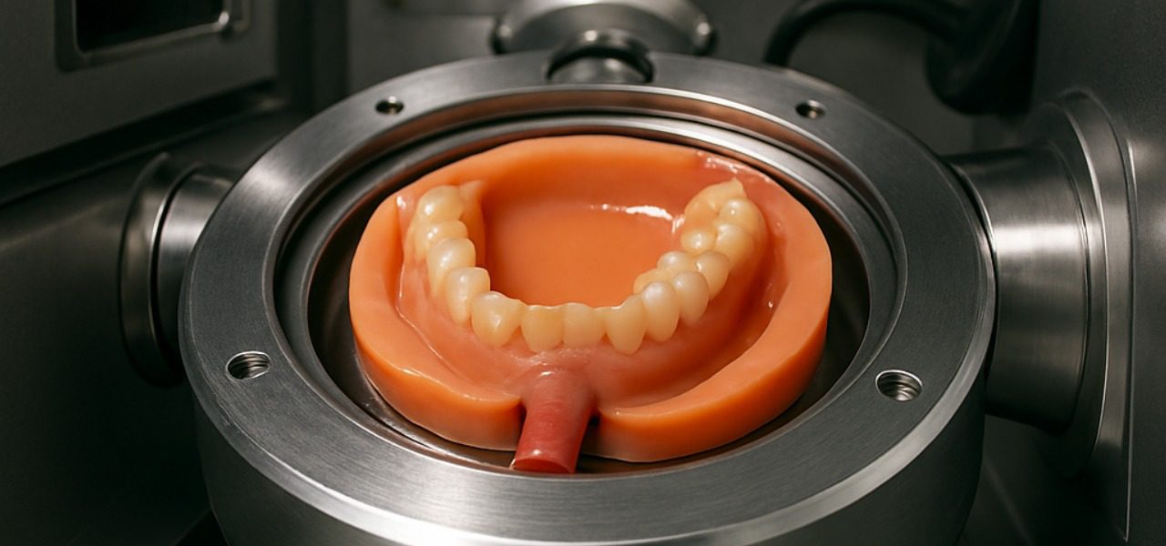 The Wax Model is placed in the flask, & Then put in the injecting device